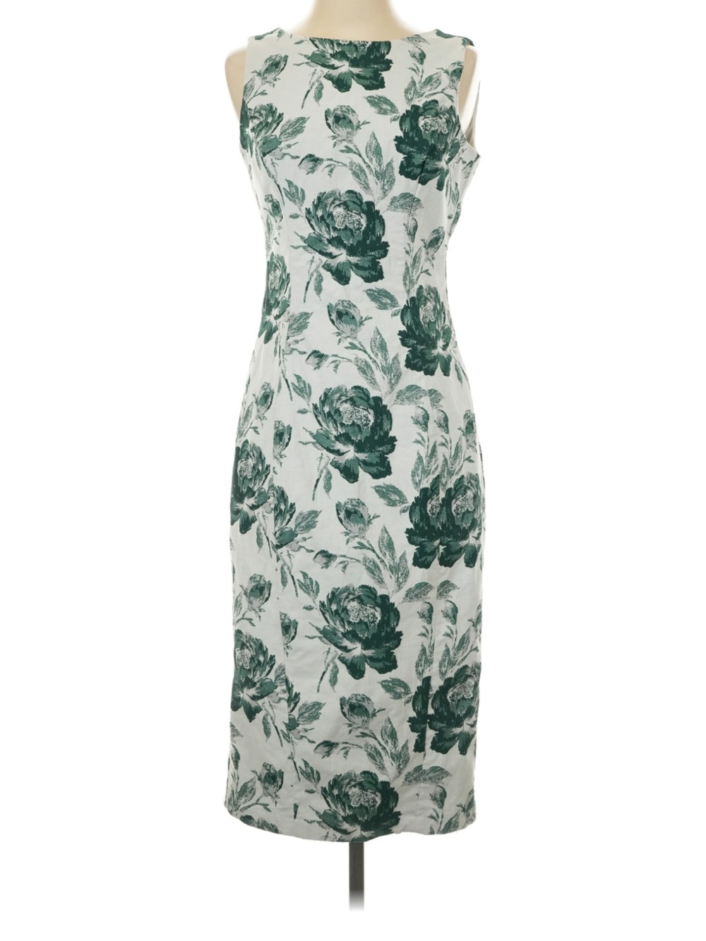 Eva Mendes Green Rose New York & Company White Midi Dress with Floral New